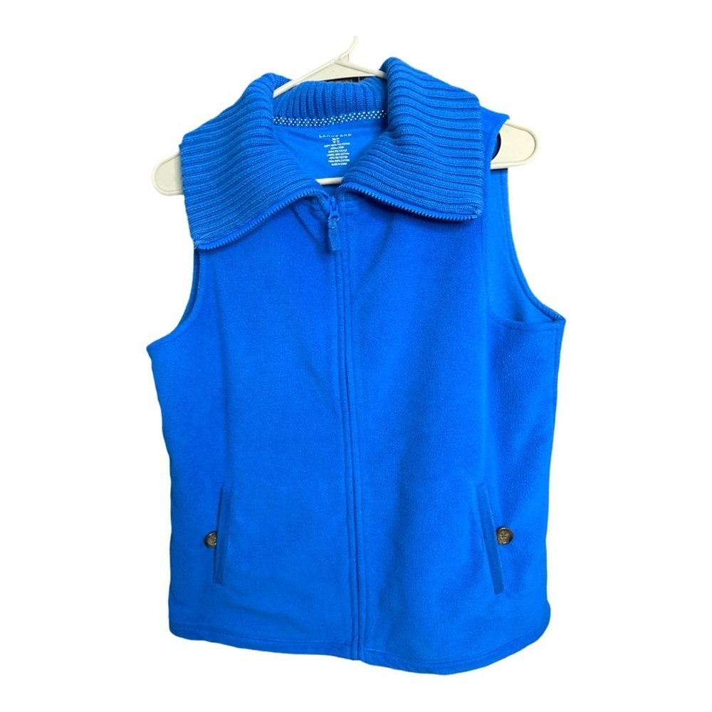 Women’s Lands End Blue Insulated Sweater Vest Size Medium 10-12 Zip Up